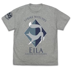 Strike Witches: Road to Berlin Eila Ilmatar Juutilainen Personal Mark T-Shirt Mix Gray S (Anime Toy)