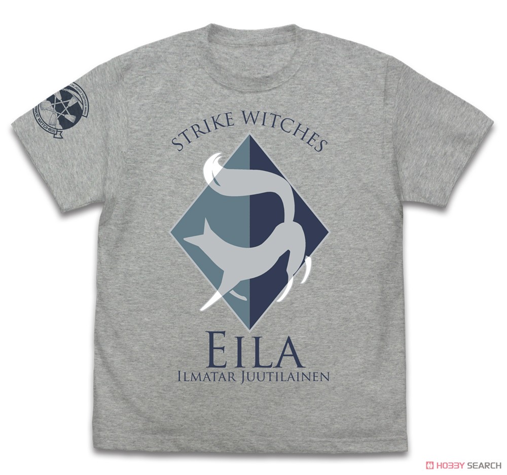 Strike Witches: Road to Berlin Eila Ilmatar Juutilainen Personal Mark T-Shirt Mix Gray S (Anime Toy) Item picture1