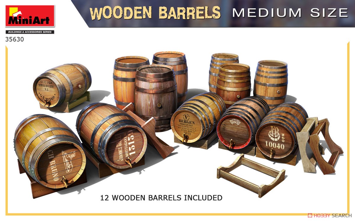 Wooden Barrels.Medium Size (12 Pieces) (Plastic model) Other picture2