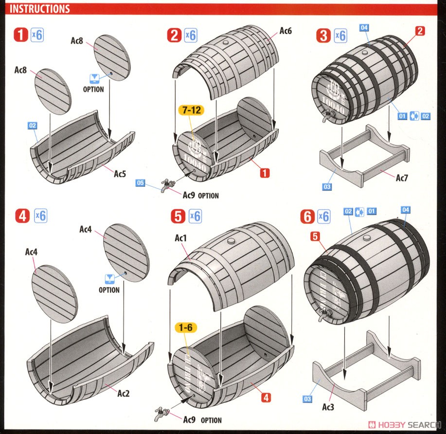 Wooden Barrels.Medium Size (12 Pieces) (Plastic model) Assembly guide1