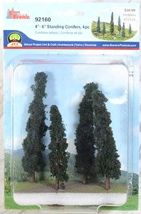 92160 (HO) 4`` - 6`` Standing Conifers HO Scale (4 Pieces) (Model Train)