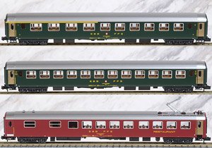 RIC客車+食堂車 SBB 旧ロゴ (3両セット) ★外国形モデル (鉄道模型)