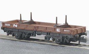 イギリス2軸貨車 ボルスター付き長物車 (ボルスター2基・NE・ブラウン) 【NR-4E】 ★外国形モデル (鉄道模型)