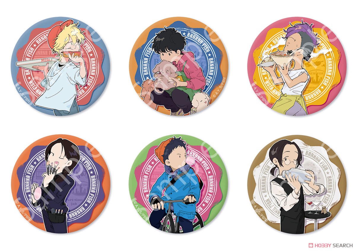 Banana Fish Trading Can Badge Part Time Job Ver. (Set of 6) (Anime Toy) Item picture1