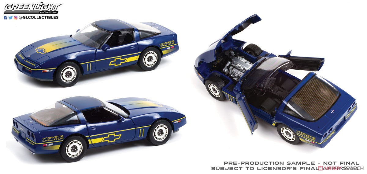 1988 Chevrolet Corvette C4 - Dark Blue with Yellow Stripes - Corvette Challenge Race Car (ミニカー) 商品画像4