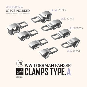WWII German Panzer Clamps Type.A (4 Versions/80 Pieces) (Plastic model)