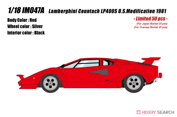 Lamborghini Countach LP400S U.S.Modification 1981 レッド (ブラックインテリア) (ミニカー) その他の画像1