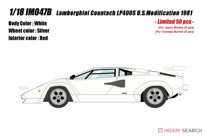 Lamborghini Countach LP400S U.S.Modification 1981 ホワイト (レッドインテリア) (ミニカー) その他の画像1