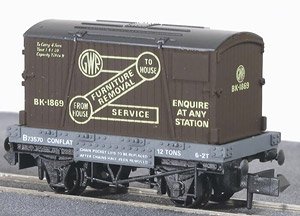 イギリス2軸貨車 フェリーチューブワゴン (家具運搬用コンテナ・GWR) 【NR-20】 ★外国形モデル (鉄道模型)