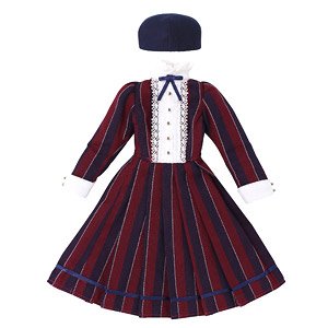 PNM Regimental Striped Dress Set (Red x Navy Stripe) (Fashion Doll)