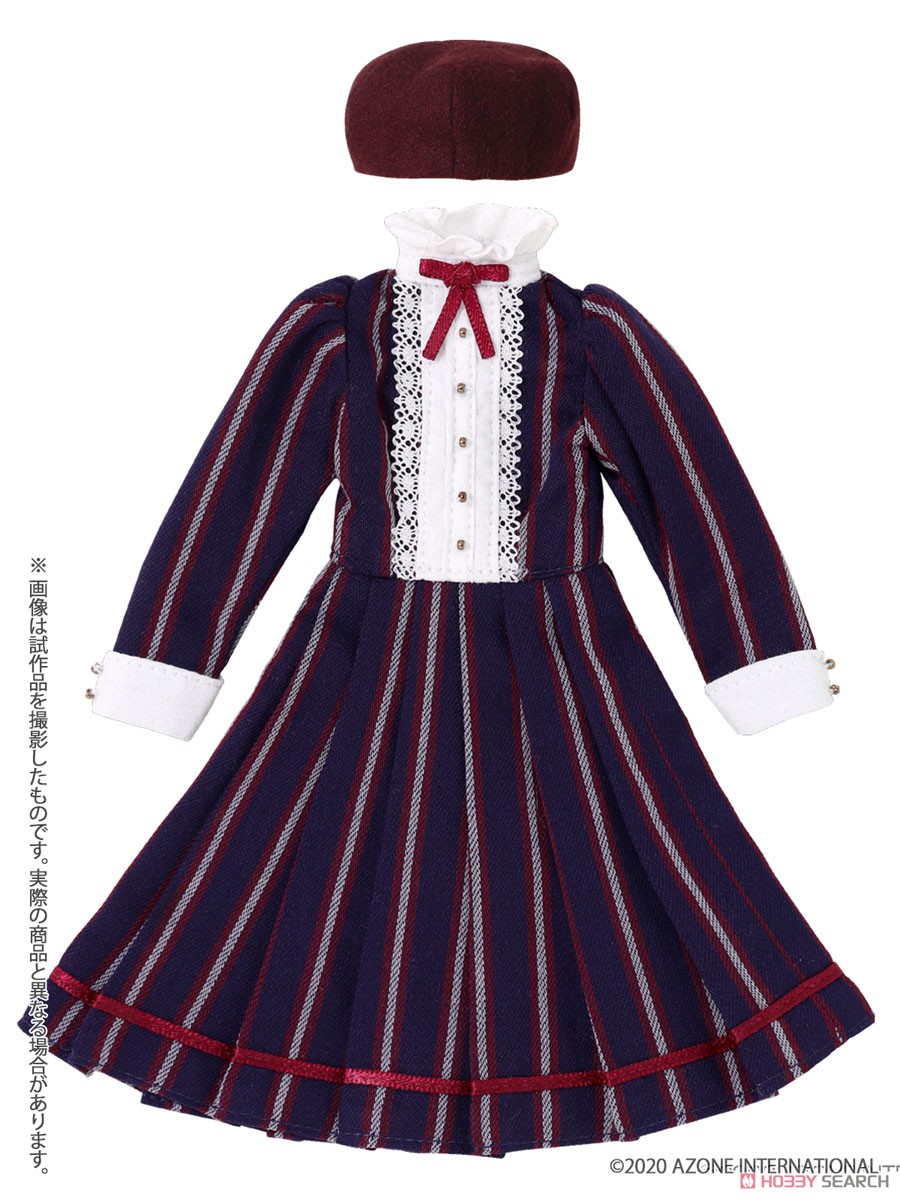 PNM Regimental Striped Dress Set (Navy x White Stripe) (Fashion Doll) Item picture1