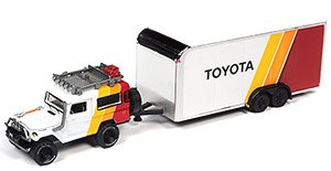 Truck and Trailer 1980 Toyota Landcruiser & Trailer Toyota (White / Orange) (Diecast Car)