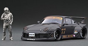 RWB 993 Matte Black with Mr. Nakai Standing Pose (Diecast Car)