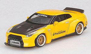 Pandem ニッサン GT-R (R35) ダックテイル (メタリックイエロー/カーボン) (ミニカー)