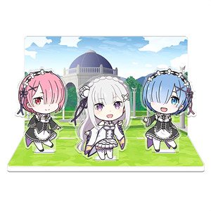 Re:Zero -Starting Life in Another World- Acrylic Diorama A [Emilia & Rem & Ram] (Anime Toy)