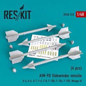 AIM-9D サイドワインダーミサイル w/リムーブ・ビフォア・フライトカバー (4個入り) (プラモデル)