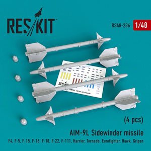 AIM-9L サイドワインダーミサイル w/リムーブ・ビフォア・フライトカバー (4個入り) (プラモデル)