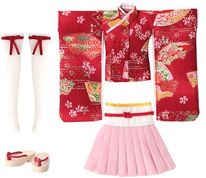 Picco M Mini Skirt Kimono Set -Maiogi- (Red) (Fashion Doll)