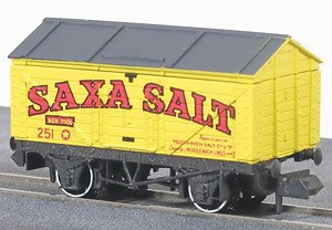 イギリス2軸貨車 塩運搬車 (屋根付き・Saxa・イエロー) 【NR-P120】 ★外国形モデル (鉄道模型)