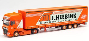 (HO) ボルボ FH DAF XF SSC ローライナー カーテンサイドセミトレーラー `Heebink` (鉄道模型)