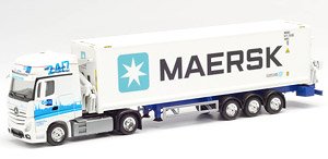 (HO) Mercedes-Benz Actros Gigaspace Hammar Container Side Loader Trailer `GDH / Maersk` (MB Actros) (Model Train)