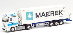 (HO) メルセデスベンツ アクトロス Gigaspace Hammar コンテナ サイドローダートレーラー `GDH / Maersk` (MB Actros) (鉄道模型)