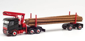 (HO) ボルボ FH FD Doll long材木トラック ブラック / レッド (鉄道模型)