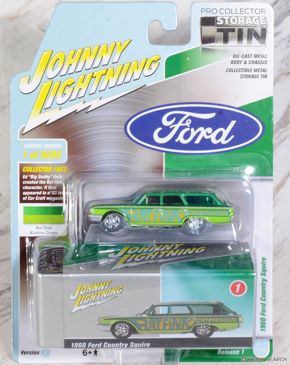 1960 Ford Country Squire (Rat Fink) Green/Blue (Diecast Car) Package1