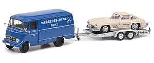 Mercedes-Benz L319 w/ Trailer & Mercedes-Benz 300SL (Diecast Car)