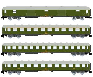 RENFE, 4-unit pack DD 8100 luggage van, 1st Class Coach and 2 x 2nd Class Coach, green livery, ep.IV (4-Car Set) (Model Train)