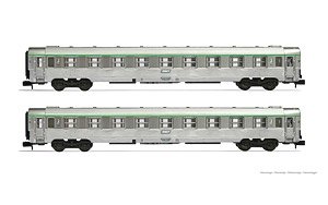 SNCF, 2-unit pack DEV Inox B9 (with UIC rubber bulges), 2nd class, period IV (2両セット) (鉄道模型)