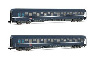 SNCF, 2-unit pack of T2 sleeping Coaches, logo `degrade`, Period V-VI (2-Car Set) (Model Train)