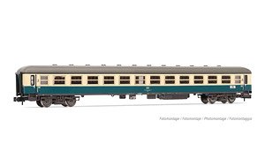 DB, 2nd Class Coach Bm234, blue/beige livery with black frame, MD 36 bogies, Period IV (Model Train)