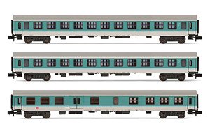 DB AG, 3-unit pack regional Coaches (2), 1 x ABDomsb, 2 x Bom, Period V, mintgreen/white (3-Car Set) (Model Train)