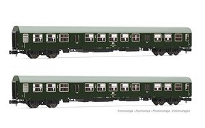 DR, 2-unit pack regional Coaches `lange Halberstadter`, dark green/grey livery, Period IV (2-Car Set) (Model Train)