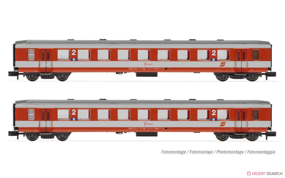 OBB,2-unit pack 2nd Class Coaches `Schlierenwagen`, K2 livery (red/grey), Period IV-V (2-Car Set) (Model Train) Other picture1