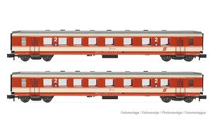 OBB, 2-unit pack 2nd Class Coaches `Schlierenwagen`, Jaffa-livery with dark roof, Period IV-V (2-Car Set) (Model Train)