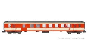 OBB, 2nd Class Coach with luggge compartment`Schlierenwagen`, Jaffa-livery with dark roof, Period IV-V (Model Train)
