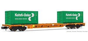 Wascosa, 60` container Wagon, loaded with 2 x 20` container `Kehli + Oeler`, Period VI (Model Train)