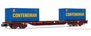 RENFE, 4-axle 60` container Wagon MMC blue livery, loaded with 45` container `Marcotran`, Period VI (Model Train)