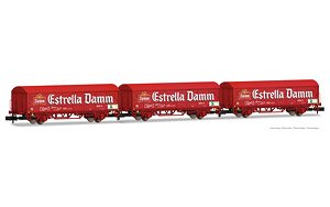 RENFE, 3-unit pack JPD Wagon, Estrella Damm red livery, Period V (3-Car Set) (Model Train)