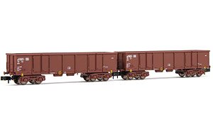 DB, 2-unit set 4-axle open wagons Eaos, brown livery, loaded with scrap, period IV (2両セット) (鉄道模型)