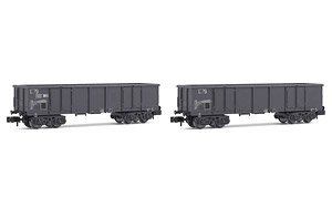 SNCF, 2-unit set 4-axle open Wagons Eaos, grey livery, loaded with scrap, Period IV (2-Car Set) (Model Train)