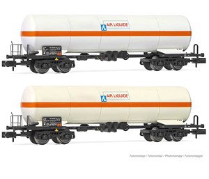 FS, 2-units pack Tank Wagon 4 axles Zags `Air Liquide`, white with orange stripe, ep.V (2-Car Set) (Model Train)