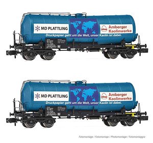 DB AG, 2-unit pack, 4-axle tank wagons, blue `Amberger Kaolinwerke`, period V-VI (2両セット) (鉄道模型)
