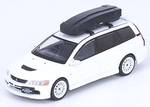 Mitsubishi Lancer Evolution IX Wagon White Pearl w/Roofbox, Extra Wheel Set (Diecast Car)