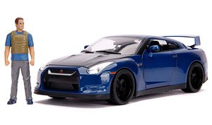 F&F 7 2009 ニッサン GT-R R35 ブルー/ブラック (ブライアン) ブライアンフィギュア付/ライト点灯 (ミニカー)