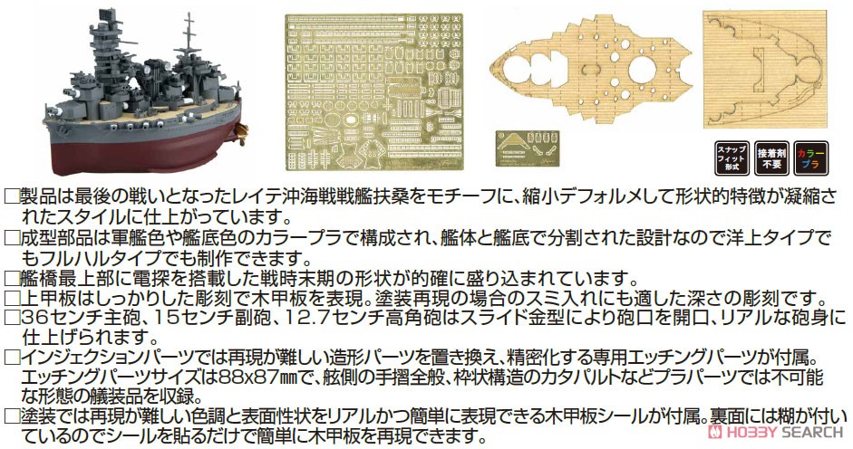 ちび丸艦隊 戦艦扶桑 (エッチングパーツ・木甲板シール付き) (プラモデル) その他の画像1