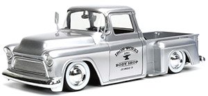 1955 Chevy Stepside Pickup Silver / Iron Works (Diecast Car)