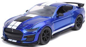 2020 フォード マスタング シェルビー GT500 グロッシーブルー/ホワイトライン (ミニカー)